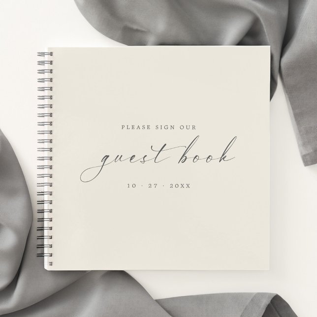Modern Minimalist Ivory Guest Book for Weddings (Creator Uploaded)