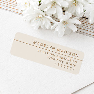 Modern minimalist ivory return address label
