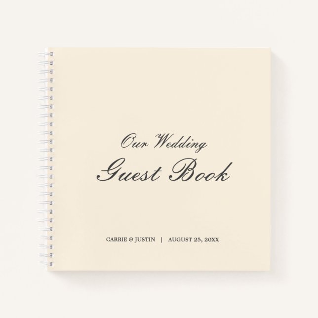 Modern Minimalist Ivory Wedding Guest Book (Front)