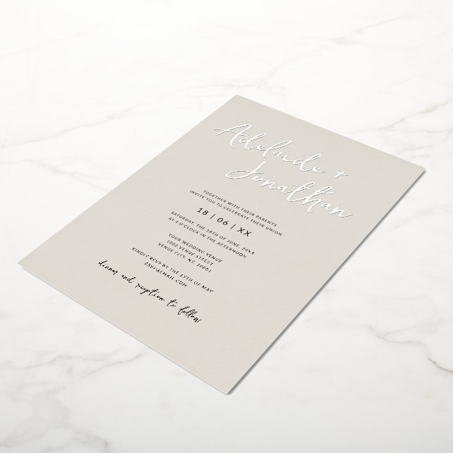 Modern Minimalist Ivory Wedding Silver Lettering (Rotated)
