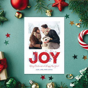 Modern Minimalist Joy Christmas Photo Card