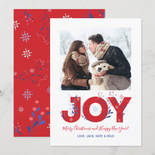 Modern Minimalist Joy Christmas Photo Card