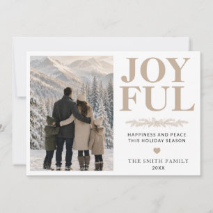 Modern Minimalist Joyful Family Photo Christmas Holiday Card