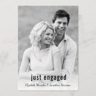 Modern Minimalist Just Engaged Photo Party Invitation