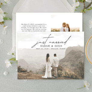 Modern Minimalist Just Married 2 Photo Wedding Ann Announcement