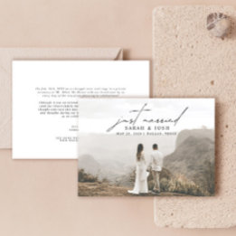 Modern Minimalist Just Married Photo Wedding Announcement