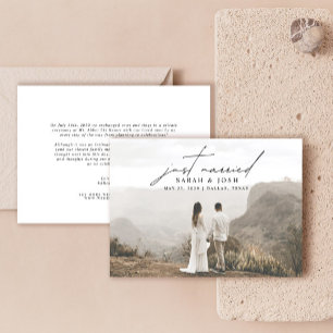 Modern Minimalist Just Married Photo Wedding Announcement