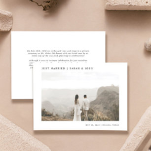 Modern Minimalist Just Married Photo Wedding Announcement