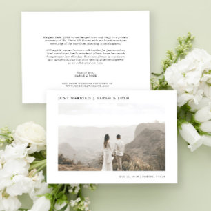 Modern Minimalist Just Married Photo Wedding Announcement