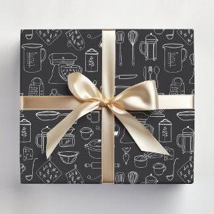 Modern Minimalist Kitchen Cooking Utensils Wrapping Paper