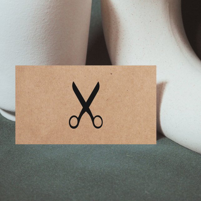 Modern Minimalist Kraft Paper Black Hair Stylist Business Card (Creator Uploaded)
