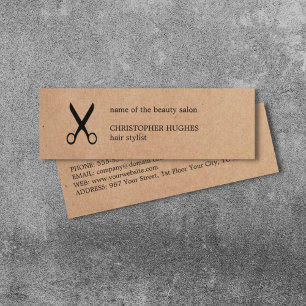Modern Minimalist Kraft Paper Black Hair Stylist Mini Business Card