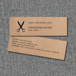 Modern Minimalist Kraft Paper Black Hair Stylist Mini Business Card