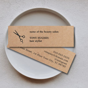 Modern Minimalist Kraft Paper Black Hair Stylist Mini Business Card