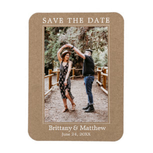 Modern Minimalist Kraft Save the Date Magnet