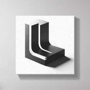 Modern Minimalist L-Shaped Geometric Block Canvas Print