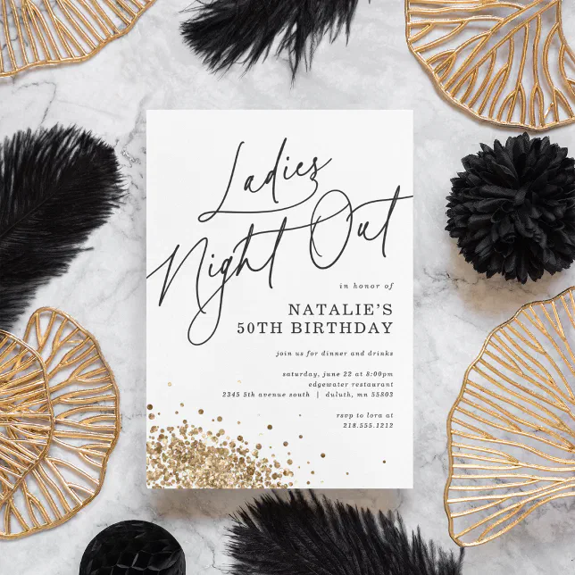 Modern Minimalist Ladies Night Out Birthday Invitation | Zazzle
