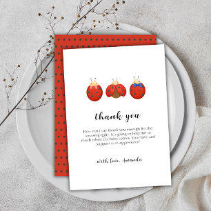 Modern Minimalist Ladybug Family Baby Shower Thank You Card
