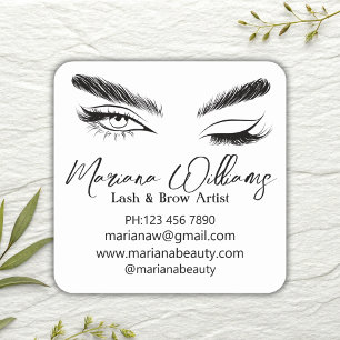 modern minimalist lash and brow artist business square sticker