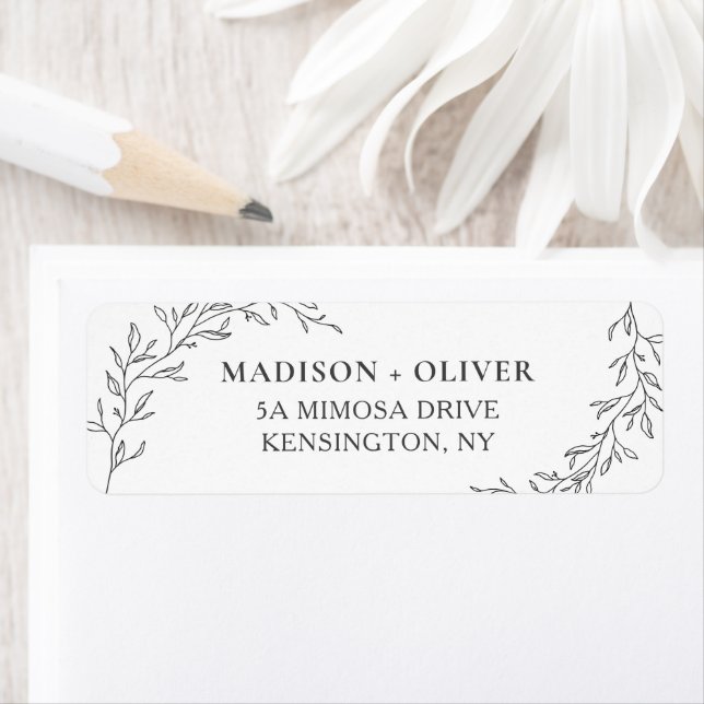 Modern Minimalist Laurel Wedding Return Address Label (Insitu)