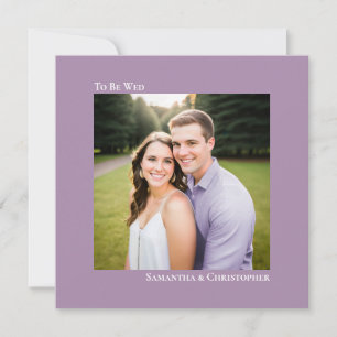 Modern Minimalist Lavender Square Photo Wedding Invitation
