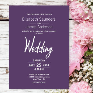 Modern Minimalist Lavender White Wedding Invitation