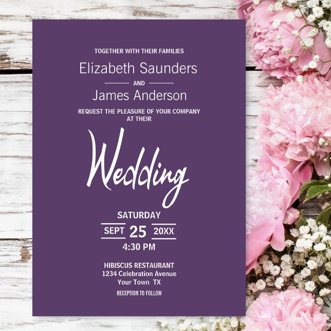 Modern Minimalist Lavender White Wedding Invitation (Creator Uploaded)
