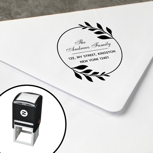 Modern Minimalist Leaf Wreath Self-inking Stamp (Creator Uploaded)