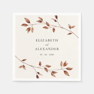 Modern Minimalist Leaves Fall Wedding Napkin