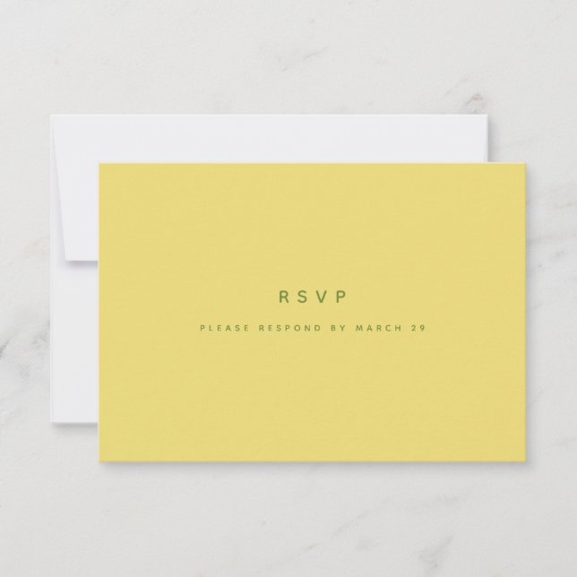 Modern Minimalist Lemon Yellow Wedding QR Code RSVP Card (Front)