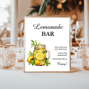 Modern Minimalist Lemonade bar Summer Birthday sig Poster