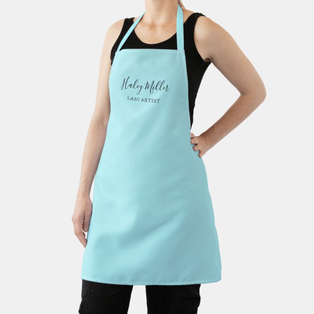 Modern Minimalist Light Blue Personalised Apron (Insitu)