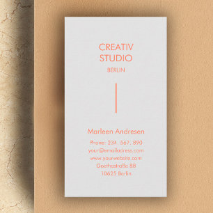 Modern Minimalist Light Grey Orange Business Card