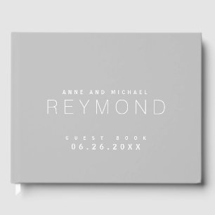 Modern Minimalist Light Grey Wedding  Guest Book