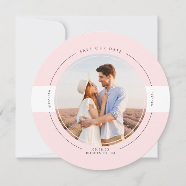Modern Minimalist Light Pink Save the Date Photo (Front)