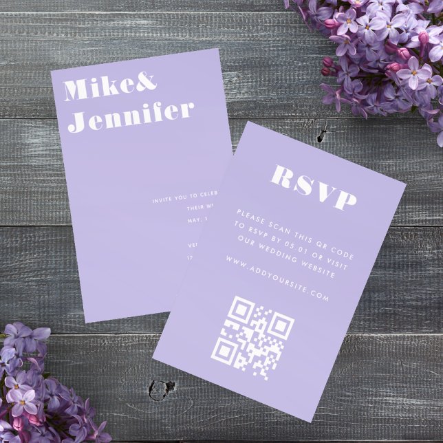 Modern Minimalist Lilac Lavender Qr Code RSVP Invitation (Creator Uploaded)
