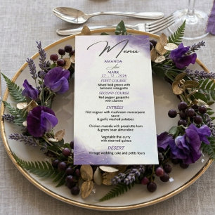 Modern Minimalist Lilac Purple Trendy Menu