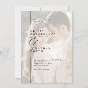 Modern Minimalist Line Border Photo Wedding Invitation