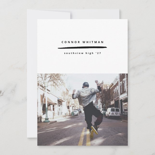 Modern Minimalist Line Grad Announcement (Front)