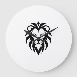 Modern Minimalist Lion Head Icon Large Clock