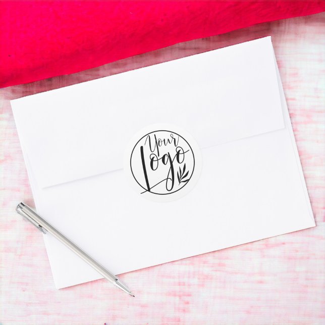 Modern minimalist Logo branding black white Classic Round Sticker (Modern minimalist Logo branding black white Classic Round Sticker)