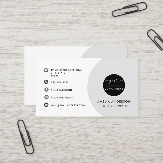 Modern Minimalist Logo | Custom Icons Social Media Business Card (Front/Back In Situ)