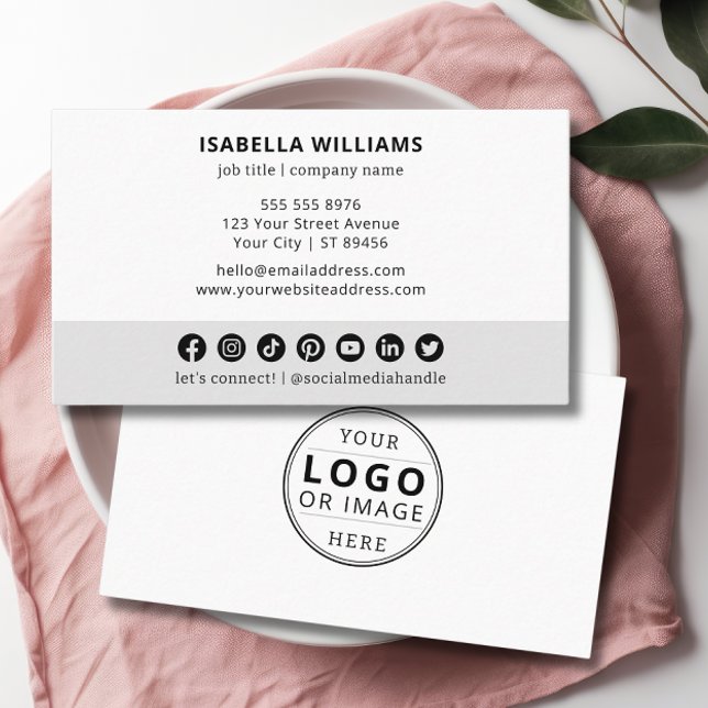 Modern Minimalist Logo Custom Social Media Icons Business Card (Creator Uploaded)