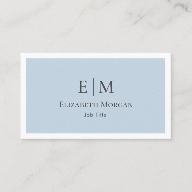 Modern Minimalist Logo Light Blue Grey Simple Busi Business Card (Front)