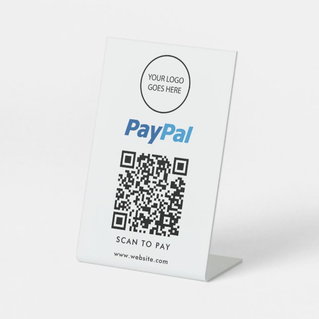 Modern Minimalist Logo PayPal Scan To Pay Pedestal Sign (Front)
