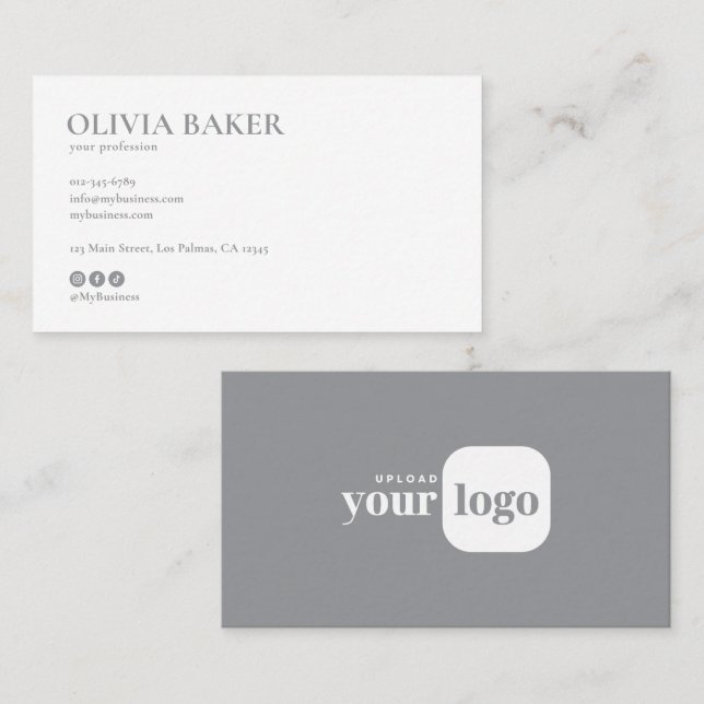Modern Minimalist Logo & Social Media Icons Business Card (Front/Back)