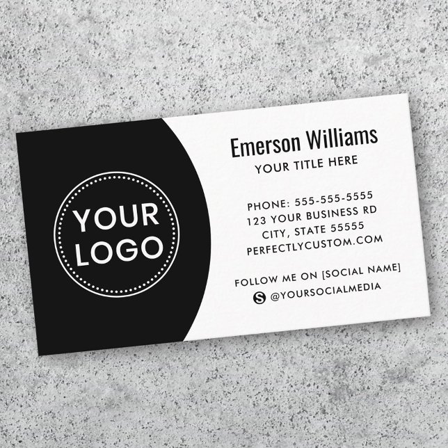 Modern minimalist logo social media white black business card (Modern minimalist logo social media white black business card)