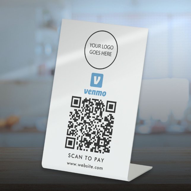 Modern Minimalist Logo Venmo Scan To Pay Pedestal Sign (Modern Minimalist Logo Venmo Scan To Pay Pedestal Sign)