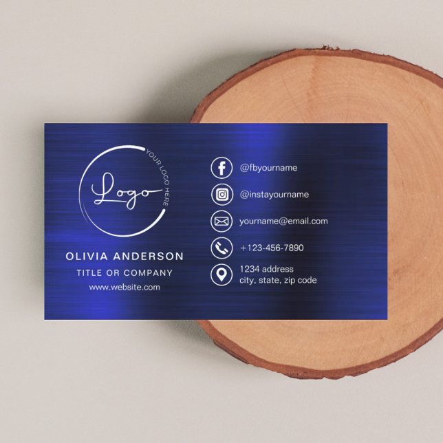 Modern Minimalist Logo with Social Media Icons Business Card (Creator Uploaded)