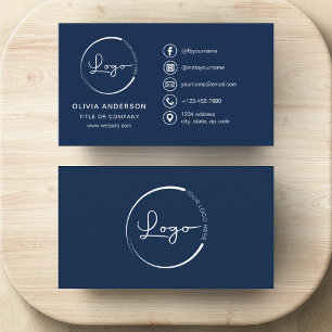 Modern Minimalist Logo with Social Media Icons Business Card